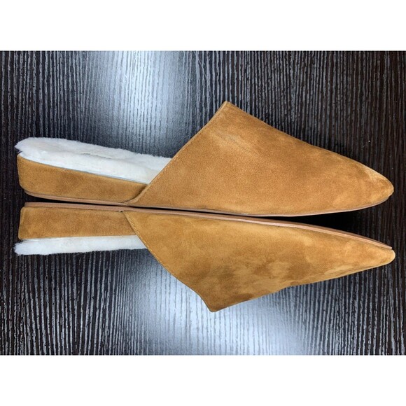 Madewell Kasey Mule Slides Acorn Brown Suede Sheep Shearling Lined Size 10.5 - Picture 1 of 9